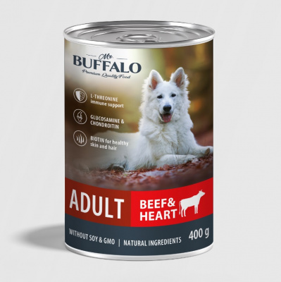 Баффало (Mr.Buffalo) Adult Dog 0,4кг говядина и сердце консервы для собак B401 (790419) Баффало (Mr.Buffalo) Adult Dog 0,4кг говядина и сердце консервы для собак B401 (790419)