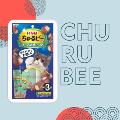 Inaba Churu Bee 3*0,01кг Куриное филе и запечённый тунец Кацуо лакомство запечённые трубочки для кошек Inaba Churu Bee 3*0,01кг Куриное филе и запечённый тунец Кацуо лакомство запечённые трубочки для кошек