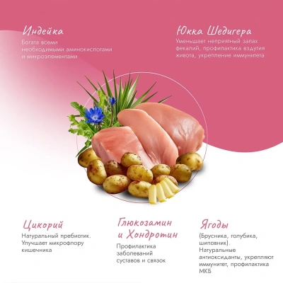 Best Dinner Cat Adult Sterilized 0,4кг индейка с картофелем сухой для стерилизованных кошек  фото