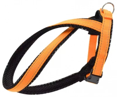 Шлейка (Зооэкспресс) 5734 A FRESH LINE 20 мм капрон/сетка Х-образная, регулируемая от 40 до 60 см апельсиновая