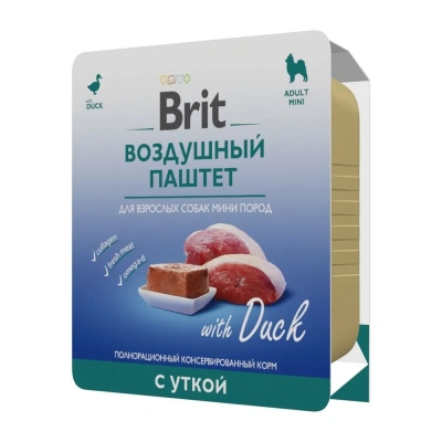 Brit 0,1кг Воздушный паштет утка для взрослых собак мини пород, ламистер (5060993) фото