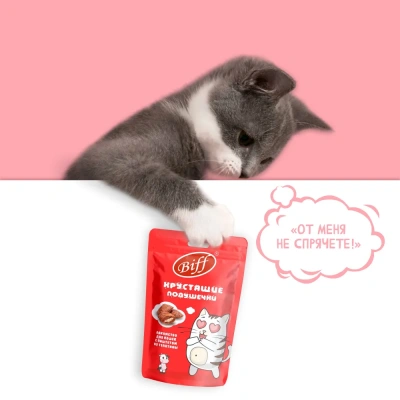 Biff 0,06кг хрустящие подушечки с паштетом из телятины для кошек фото