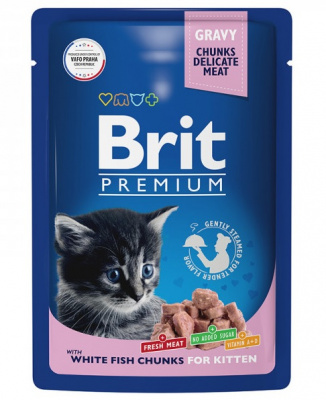 Brit Premium 0,085кг белая рыба в соусе пауч для котят (5048861) фото