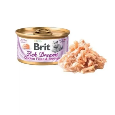 Brit Fish Dreams Chicken fillet & Shrimps 0,08кг куриное филе и креветки консервы для кошек (527885) фото Brit Fish Dreams Chicken fillet & Shrimps 0,08кг куриное филе и креветки консервы для кошек (527885) фото