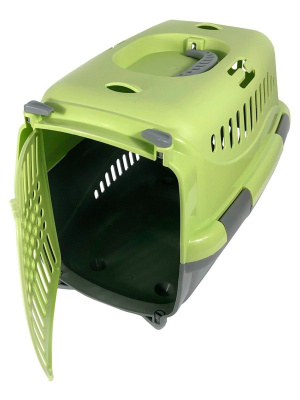 Переноска (Зооэкспресс) 17213 для животных "Турне" S с пластиковой дверцей 42*29*29,5 см зеленая