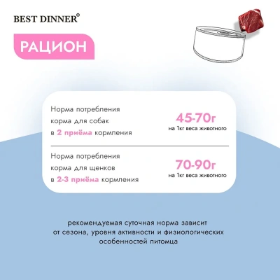 Best Dinner Vet Profi Gastro Intestinal Exclusive 0,1кг телятина с потрошками консервы для собак (264850) фото