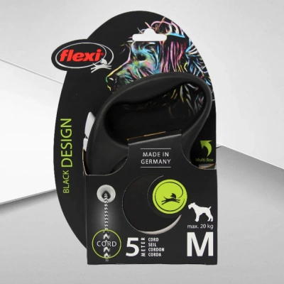 Рулетка (Flexi) Black Design M трос 5м до 20кг серебро фото