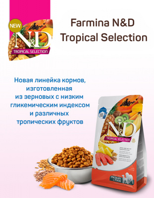 Farmina (Фармина) N&D TROPICAL SELECTION DOG 2кг лосось для собак средних и крупных пород (042378) фото Farmina (Фармина) N&D TROPICAL SELECTION DOG 2кг лосось для собак средних и крупных пород (042378) фото
