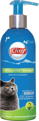 Шампунь (Cliny) Гипоаллергенный с ионами серебра для кошек с чувствительной кожей, 200 мл