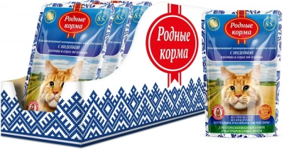 Родные корма 0,085кг с индейкой кусочки в соусе по-елецки для стерилизованных кошек (043399) фото