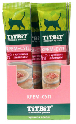 TiTBiT крем-суп с кусочками телятины для кошек (10 г х 4 упак)