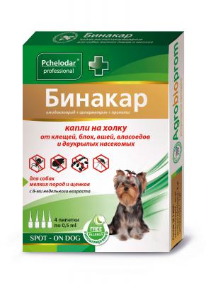 Бинакар (Пчелодар) капли на холку для собак до 5кг 4 пип.*0,5мл (ЛИЦЕНЗИЯ) Бинакар (Пчелодар) капли на холку для собак до 5кг 4 пип.*0,5мл (ЛИЦЕНЗИЯ)