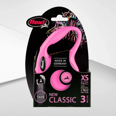Рулетка (Flexi) Classic New ХS ремень 3м до 12кг розовый фото