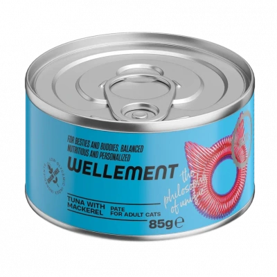 Wellement 0,085кг тунец с макрелью паштет для взрослых кошек фото Wellement 0,085кг тунец с макрелью паштет для взрослых кошек фото