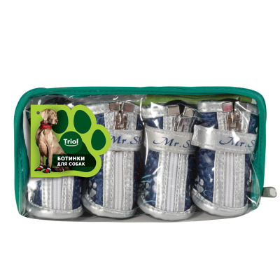 Ботинки (Triol) синие с "лапками" для собак, 45*40*50мм (уп.4шт.) YXS089-2 фото