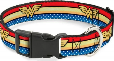 Ошейник (Buckle-Down) Чудо-женщина лого винтаж мультицвет с металлической застежкой 23-38см