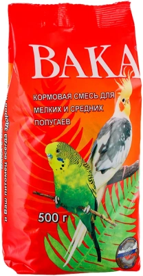 Вака 0,5кг кормовая смесь для мелких и средних попугаев п/э Вака 0,5кг кормовая смесь для мелких и средних попугаев п/э