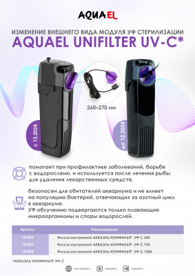 Уни-фильтр (Aqua El) Unifilter 1000 UV Power внутренний, 250-350л фото