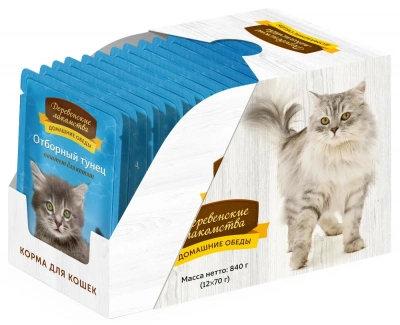 Деревенские лакомства 0,07кг Домашние обеды отборный тунец паштет для котят (74500660) фото