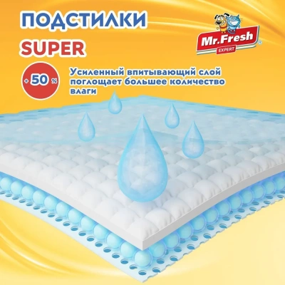Пеленки (Mr.Fresh) Expert Super для ежедневного применения (90*60) 6шт фото Пеленки (Mr.Fresh) Expert Super для ежедневного применения (90*60) 6шт фото