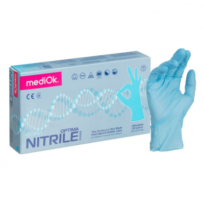 Перчатки (Blue Sail) mediOk OPTIMA смотровые нитриловые, голубой, XL (50 пар/упак)