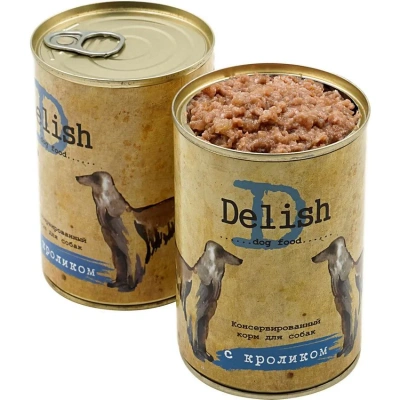 Delish 0,97кг кролик консервы для собак фото Delish 0,97кг кролик консервы для собак фото