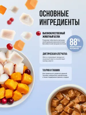 Bowl Wow 0,085кг белая рыба и тыква в соусе для котят и беременных кошек (662778) фото