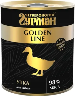 209109012 Корм влажный для собак Четвероногий гурман "Golden line Утка", 340 г