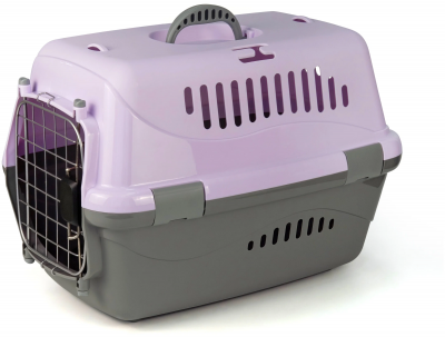 Переноска (Зооэкспресс) 18412 переноска для животных "Турне" L  АВИА с металлической дверцей 54.5*36*34 см фиолетовая