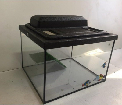 Террариум Голдфиш 25л (35,5*30,7*25) с черной крышкой и диод.лампой + мостик Тер25F Е14 черМ