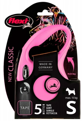 Рулетка Флекси Classic New S ремень 5м до 15кг розовый фото