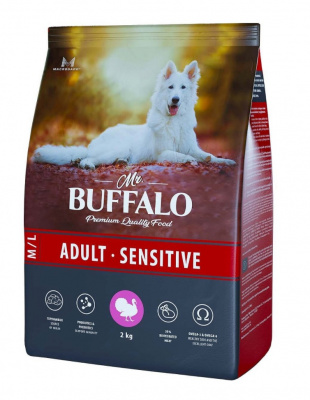 Баффало Mr.Buffalo Adult Sensitive 2кг с индейкой чувствительное пищеварение сухой корм для собак средних и крупных пород (078731) фото Баффало Mr.Buffalo Adult Sensitive 2кг с индейкой чувствительное пищеварение сухой корм для собак средних и крупных пород (078731) фото