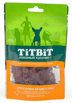 TiTBiT 0,05кг строганина из мяса утки для маленьких собак TiTBiT 0,05кг строганина из мяса утки для маленьких собак