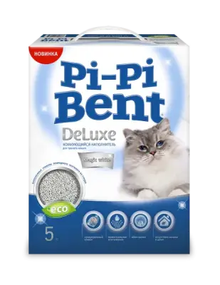 Наполнитель (Pi-Pi-Bent) 4.3кг/5л DeLuxe Magic white комкующийся наполнитель для кошек