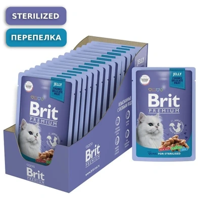 Brit Premium 0,085кг перепелка в желе пауч для стерилизованных кошек (5050215)