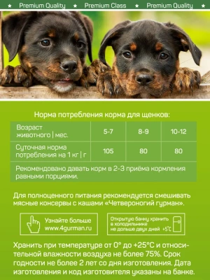 Четвероногий гурман 0,34кг Мясное ассорти с ягненком консервы для щенков фото Четвероногий гурман 0,34кг Мясное ассорти с ягненком консервы для щенков фото