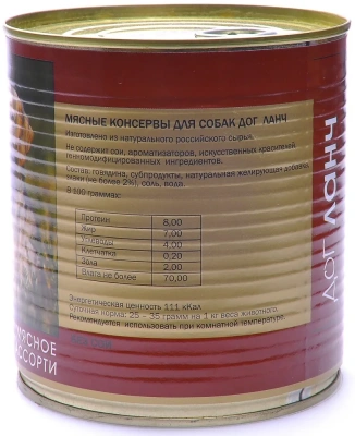 Дог Ланч 0,41кг консервы паштет мясное ассорти для собак (72851) фото