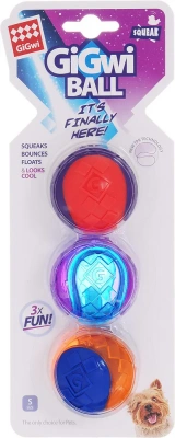 Игрушка (GiGWi) 75326 Три мяча с пищалкой 5см для собак, серия GiGwi BALL Игрушка (GiGWi) 75326 Три мяча с пищалкой 5см для собак, серия GiGwi BALL