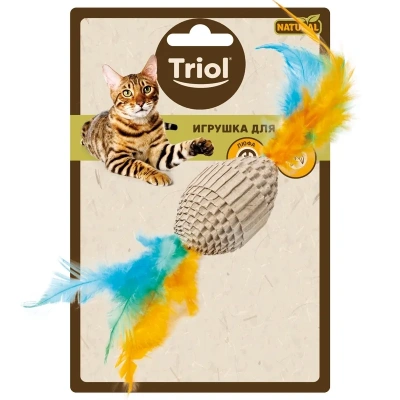 Игрушка (Triol) NATURAL Мяч для регби с перьями из гофрокартона для кошек, 60/190мм Игрушка (Triol) NATURAL Мяч для регби с перьями из гофрокартона для кошек, 60/190мм
