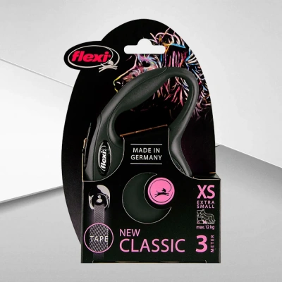 Рулетка (Flexi) Classic XS ремень 3м до 12кг черный фото Рулетка (Flexi) Classic XS ремень 3м до 12кг черный фото