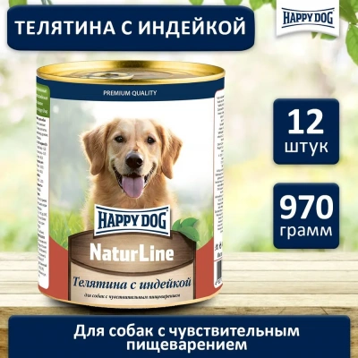 Happy Dog Natur Line 0,97кг телятина, индейка консервы для собак (740971) Happy Dog Natur Line 0,97кг телятина, индейка консервы для собак (740971)