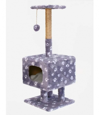 Домик Меридиан когтеточка Квадратный на подставке, джут (39*39*102), лапки с/б, д/кошек