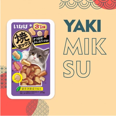 Inaba Yakimiksu 0,025кг со вкусом кацуобуси, куриного бульона и кальмара лакомство для кошек Inaba Yakimiksu 0,025кг со вкусом кацуобуси, куриного бульона и кальмара лакомство для кошек