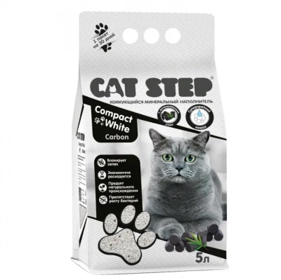 Наполнитель (Cat Step) Compact White Carbon 5л (4,20кг) минеральный комкующийся для кошек фото