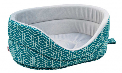 Лежанка (Зооэкспресс) бязь+плюш №3 Геометрия 49*33*17 см морская волна