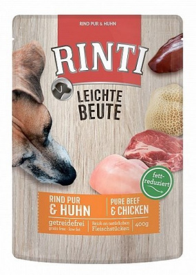 RINTI LEICHTE BEUTE Rind Pur + Huhn 0,4кг говядина и курица влажный корм для собак фото