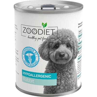 809109003 Корм влажный полнорационный диетический для собак Zoodiet Hypoallergenic Rabbit/Кролик, 340 г