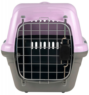 Переноска (Зооэкспресс) 18412 переноска для животных "Турне" L  АВИА с металлической дверцей 54.5*36*34 см фиолетовая фото