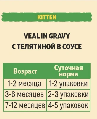 Brooksfield Kitten Veal 0,085кг телятина в соусе влажный для котят (350259) фото Brooksfield Kitten Veal 0,085кг телятина в соусе влажный для котят (350259) фото