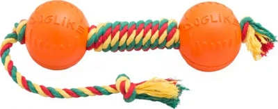 Гантель (Doglike) канатная средняя (желтый-зеленый-красный) фото